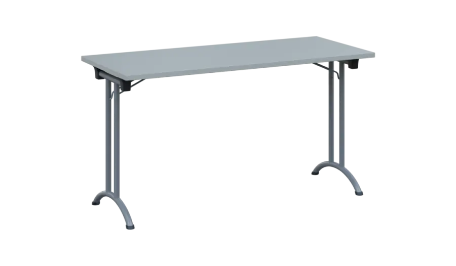 SLA 140 lak skládací jednací stůl 1394x600, deska 25 mm, podnož stříbrný lak, deska šedá